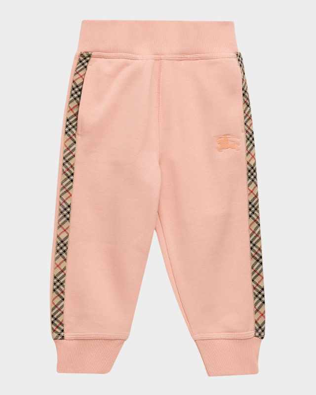 Girl's Jackson Check-Tape Cotton Jogger Pants, Size 6M-2